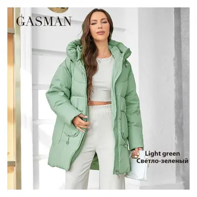 (green, XL) Gasman Fashion Hooded Parkas Women&apos;s Plus Size Casual Hooded Pocket Women Down 