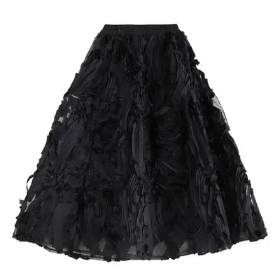 (One Size, black) Xitao Loose Solid Color Folds Female Skirt Casual New Women Zy8736