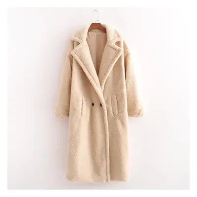 (almond, L) Autumn Winter Women Coat Stylish Female Thick Warm Cashmere Jacket Casual Streetwear