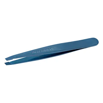 Eyebrow Plucking Tweezers Slanted Tip Stainless Steel Blue