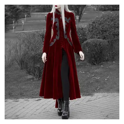 (wine red, XL) Fashion Womens Long Sleeve Mediaeval Cape Coat Gothic Steampunk Victorian Trench 