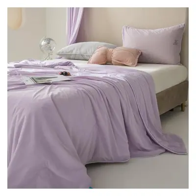 (purple, 150*200CM) Class A Ice Cream Cool Silk Summer Cool Quilt, Solid Color Summer Air-condit