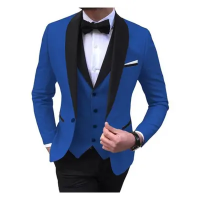 (blue, M) Men&apos;s Suit Three Piece Business Suit Groom Best Man Suit Suit Dress Performance P