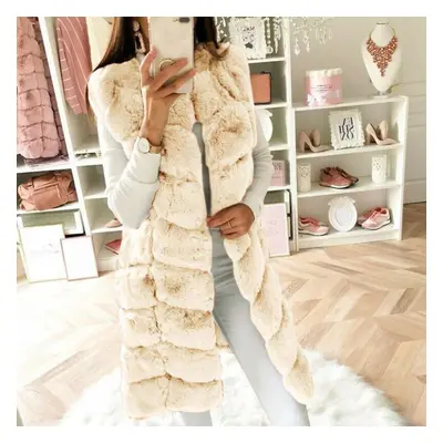 (beige, XXL) Fashion Womens Fall And Winter Faux Gilet Vest Sleeveless Waistcoat Body Warmer Jac