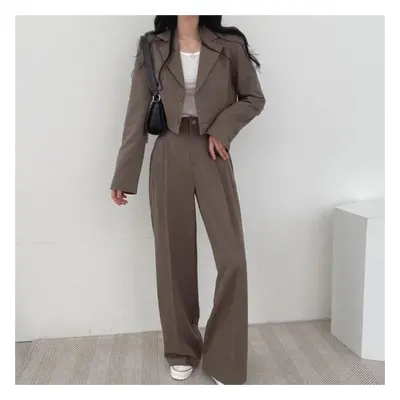 (brown, M) Suit Coat Women Spring Autumn New Korean Black Casual Small Suit Women Pieces Suit