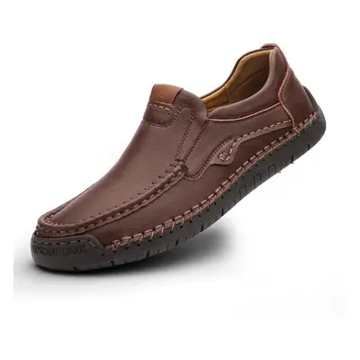 (dark brown, 43) Handmade Genuine Leather Men&apos;s Casual Shoes Comfortable And Breathable Moc