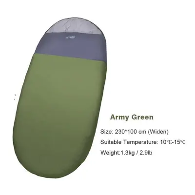 (green, 1.3KG) Widen Oval Shape Sleeping Bag Camping Lightweight For Adult Hiking Travel Outdoor