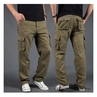 (dark khaki, 3XL) Side Zipper Pockets Cargo Harem Joggers Pants Men Tactical Casual Harajuku Str