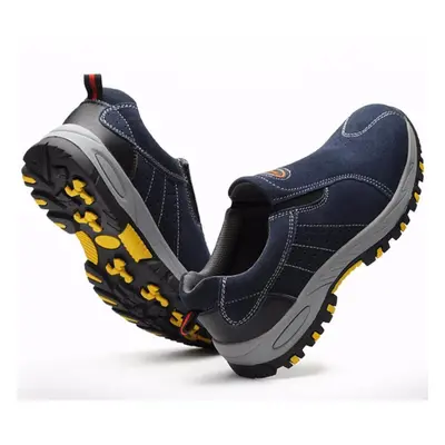 (blue, 41) Fashion Steel Toe Safety Work Shoes Men Breathable Slip-on Casual Boots Mens Insuranc