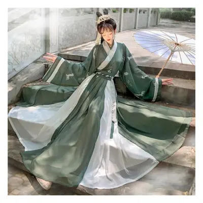 (green, M) Chinese Dress Oriental Style Fairy Hanfu Costume Cosplay Ancient Traditional Elegant 