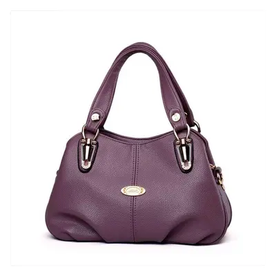 (purple, one size) Bag Female Handbag Women Middle-aged Mother Bag Soft Leather Single Shoulder 