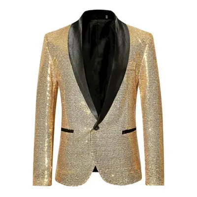 (gold, M) Men&apos;s Clothing Stylish Formal Suit Men Suit Business Office Wedding Suit Jacket B