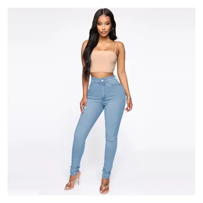 (as the picture, 5XL) Ins Style Hip Lift Slimming Jeans Women Peach Hip Fashion High Waist Jeans