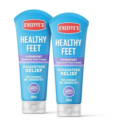 O'Keeffe's Healthy Feet Overnight, x 80ml Tubes â Intensive Foot Cream for Extremely Dry, Crac