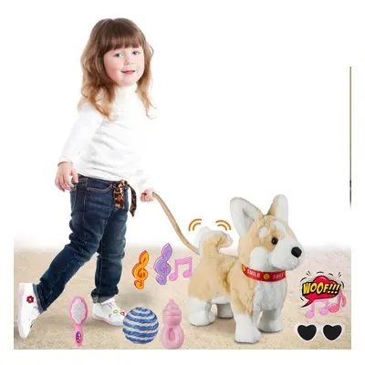 Corgi Walking Dog Barking Musical Singing Dancing Dog, Volume Control Interactive Puppy Walk Alo