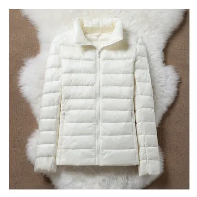 (5xL, White) M-8XL White Duck Down Jacket for Women Winter Warm Down Coat Light Wei