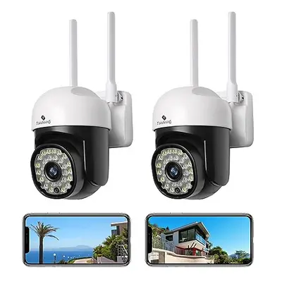 Taishixing Security Camera Outdoor Home 2PCS, Support 2.4g/5.0g wifi, IP66 waterproof, degree PT