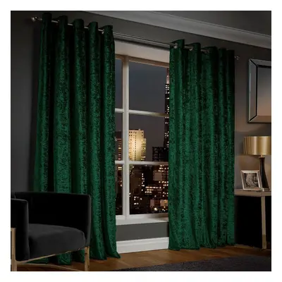 (90" x 90"_(228cm x 228cm), Green) Velvet Curtains Ring Top Eyelet Curtain Pair with Tiebacks