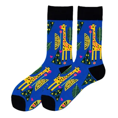 (Blue) Unisex Animal Series Pattern Colourful Patchwork Color Cute Tube Socks