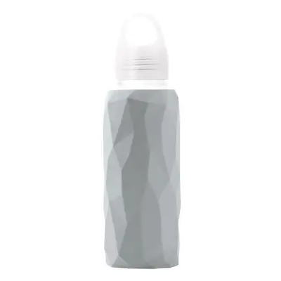 (Gray) 300ml Glass Water Bottle Sports Travel Drinking Cup With Silicone Cover