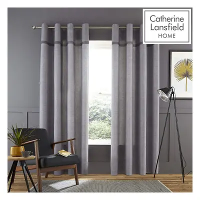 Catherine Lansfield Melville Woven Texture x Inch Eyelet Curtain Pair Grey