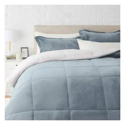 Amazon Basics Piece Bedding Set, Micromink Sherpa, Ultra-Soft, Warm All Season Comforter, King, 