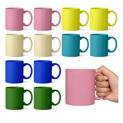 6 Colours Assorted Mugs 330ml 12PK for Coffee, Tea, Hot Choco Mug sets