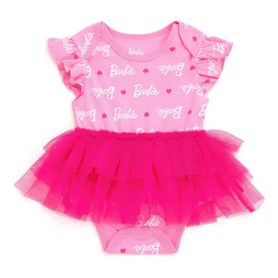 Barbie Infant Baby Girls Bodysuit Tutu Dress Logo Pink Months