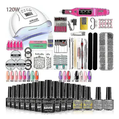 (YH42-5) Nail Gel Kit Professional Nail Set With 120w/54w Uv Nail Lamp And Nail Drill Compatible