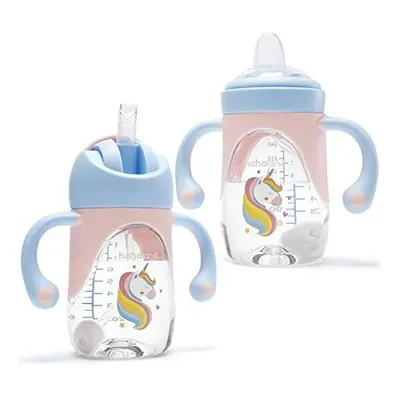 hahaland in Baby Cups & Sippy Cup with Straw and a Spout 240ML, Toddler Drinks Water Bottles Tra