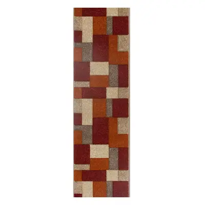 (27. 8425R Box - Terracotta, Hallway Runner : x cm) Modern Geometric Floral Abstract Area Rugs C