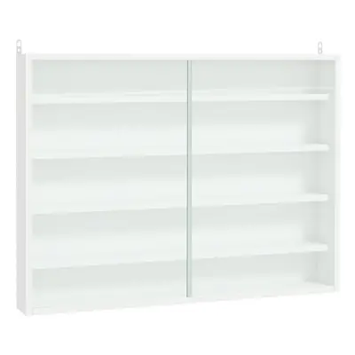 HOMCOM 5-Tier Wall Display Shelf Unit Cabinet w/ Shelves Glass Doors White