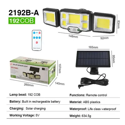 (192COB Split) Solar Lights Outdoor LED/COB Wireless Motion Sensor Light Integrate/Separate Desi