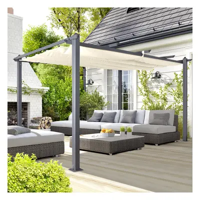 (White, 3M X 4M ) Acorn Aluminium Pergola Gazebo in White and Grey