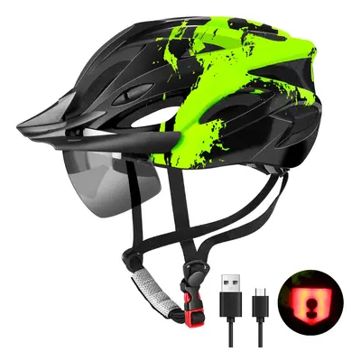 RaMokey Bike Helmet for Men and Women, Lightweight Cycle Helmet with LED Light Magnetic Goggle S