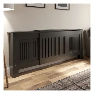 Radiator Cover Wall Cabinet Adjustable MDF Wood Anthracite Vertical Style Modern