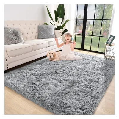 (Silver Grey, 160cm x 230cm (5ft 3" x 7ft 6")) Large Shaggy Rug Thick Pile Door Mat Runner Carpe