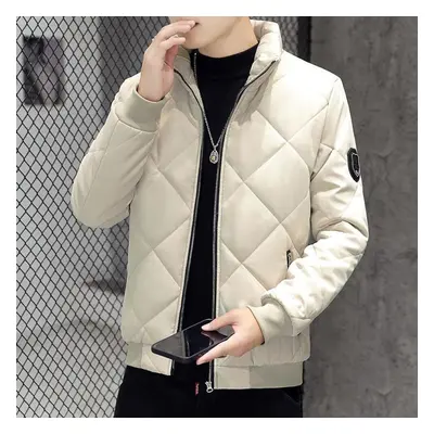 (white, XXXL) Men&apos;s Lined Jacket Jacket Plaid Warm Thickened Casual Jacket Loose Zipper Jac