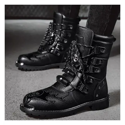 (black, 39) Men&apos;s Autumn Winter Motorcycle Boots New Fashion Casual High-top Boots For Men 