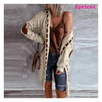 (apricot, L) Women&apos;s Cardigan Sweater Coat Female Long Sleeve Casual Hooded Vintage Elegant