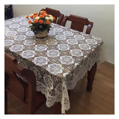 (as the picture, 150*250cm) Nordic Round Table Fabric Lace Crochet Hollowed Out American Country