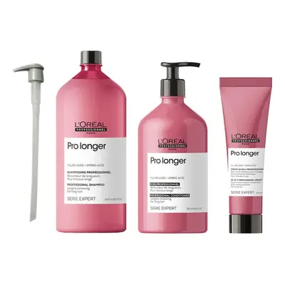 L'Oreal Serie Expert Pro Longer - Pump - Shampoo 1500ml - Conditioner 750ml - Leave In Cream 150