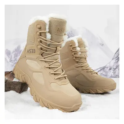 (sand, 38) Mctin Men&apos;s Plush Platform Shoes Winter Keep Warm Climbing Shoes Female Waterpro