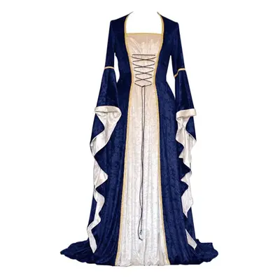 (navy, XXXL) Women&apos;s Vintage Floor Length Gothic Cosplay Dress