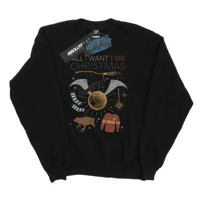 (S, Black) Harry Potter Mens All I Want For Christmas Sweatshirt