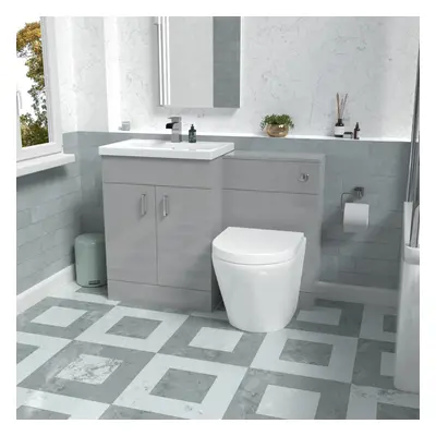 Nes Home 1100mm Grey Basin Vanity Unit & Back To Wall Toilet