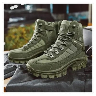 (army green, 44) Outdoor Military Boots For Men New High Top Sneakers Male New Outdoor Men Boots