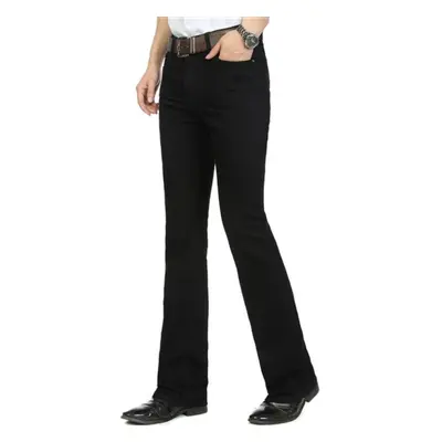 (black, 38) Mens Denim Bootcut Pants 70s Western Cowboy Bell Bottoms Flared Jeans Trousers Casua