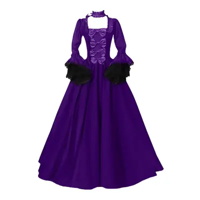 (purple, XXXXXL) (joy Choose)women Vintage Retro Gothic Long Sleeve Hooded Dress Long Gown Dress