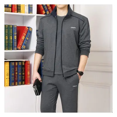 (grey, XXXL) Fashion Running Sets Sport Suit Sportswear Sweatshirt +sweatpants Mens Clothing Pie